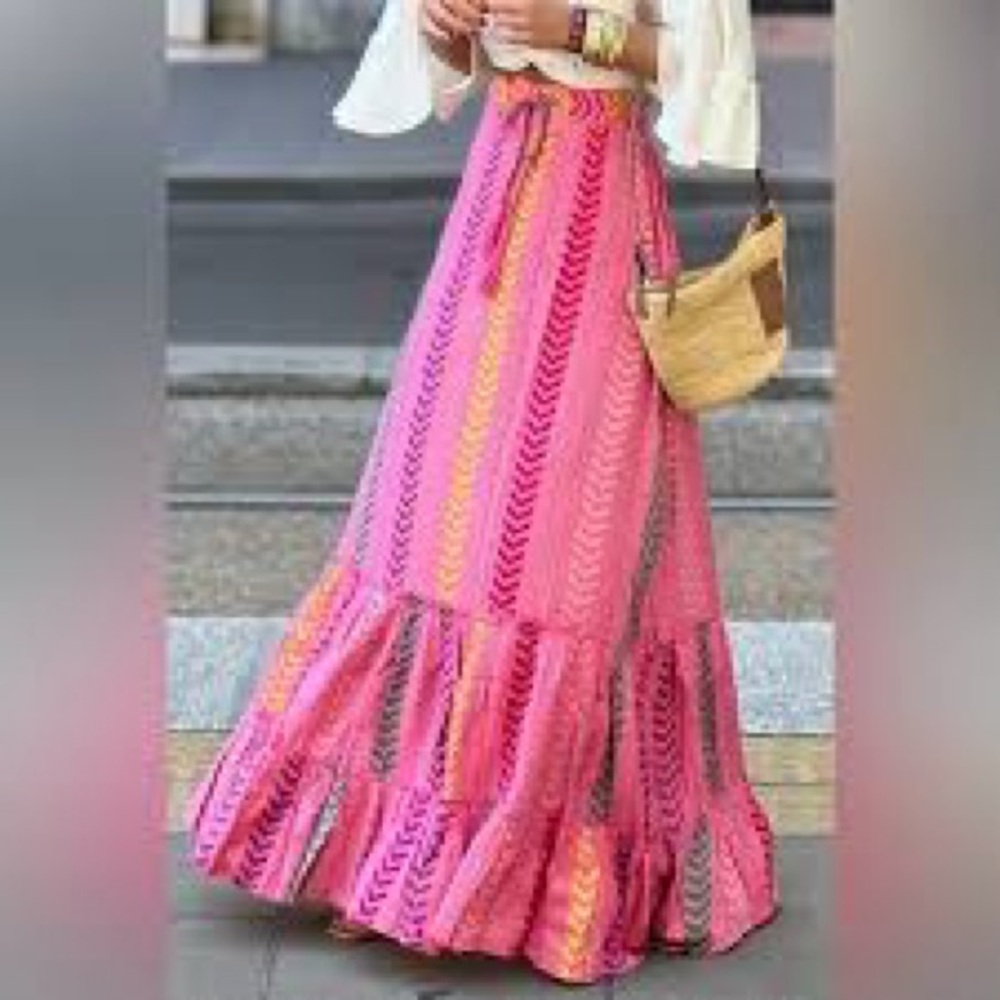 Amazon Pink and Orange Chevron Maxi Skirt
